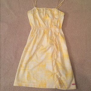 Billabong spaghetti strap yellow + white dress